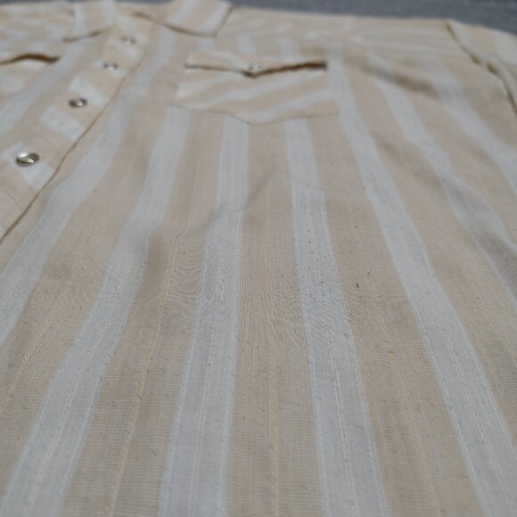 VINTAGE Wrangler Shirt Pearl Snap Long Sleeve Striped Long Tails Size 18.5-36 - Picture 5 of 12